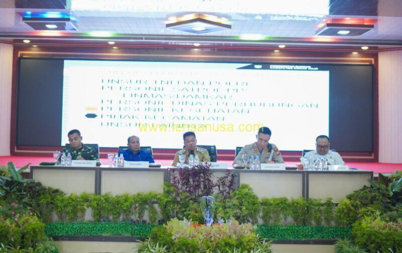 Bupati Rokan Hilir (Rohil) Afrizal Sintong, S.IP., Pimpin Rapat Forkopimda persiapan bulan suci Ramadhan, hari raya Idul Fitri, persiapan Pilpres, Pemilu dan Pilkada