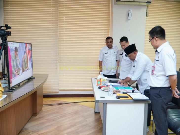 Sekda Kampar Tandatanganani Komitmen Aksi Pencegahan Korupsi Tahun 2023 - 2024 Secara Virtual.