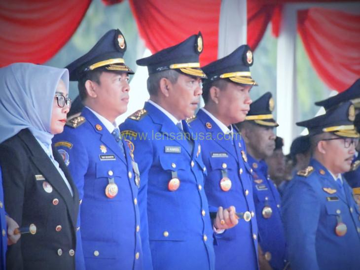 Pj Bupati Kampar Dr. H. Kamsol, MM mengikuti Upacara peringatan Hari Jadi Damkar Dan Penyelamatan Republik Indonesia yang ke-104