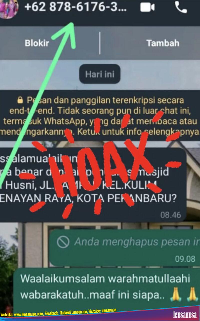 Berita Hoax Berupa Chat Whatsap Mengatas Namakan Istri Pj Walikota Raja Rilla Muflihun.