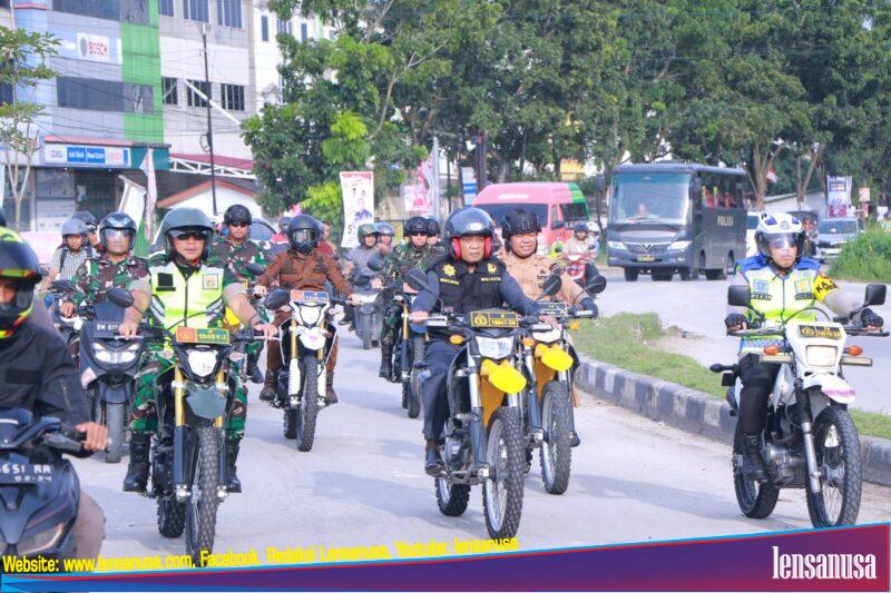 Pj Wali Kota Pekanbaru Muflihun, melakukan patroli bermotor bersama Forkopimda Kota Pekanbaru
