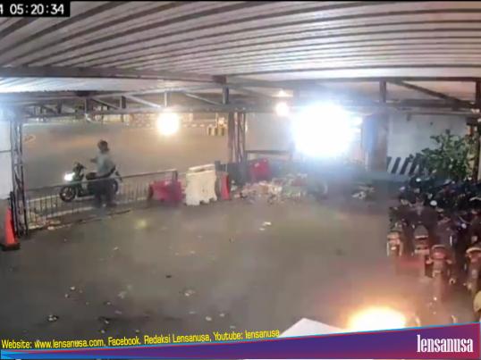 Pelaku pelemparan bom molotov di pos polantas pingit Yogyakarta.(Foto.istw)